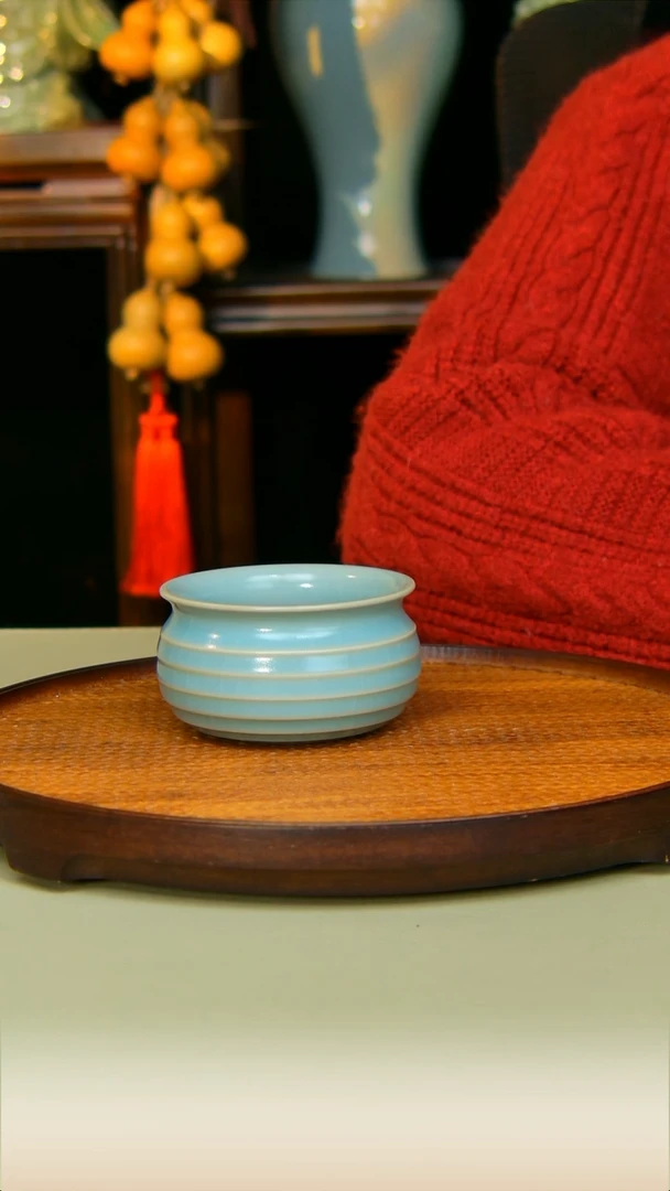 汝瓷仿古旋纹缸杯全手工原矿