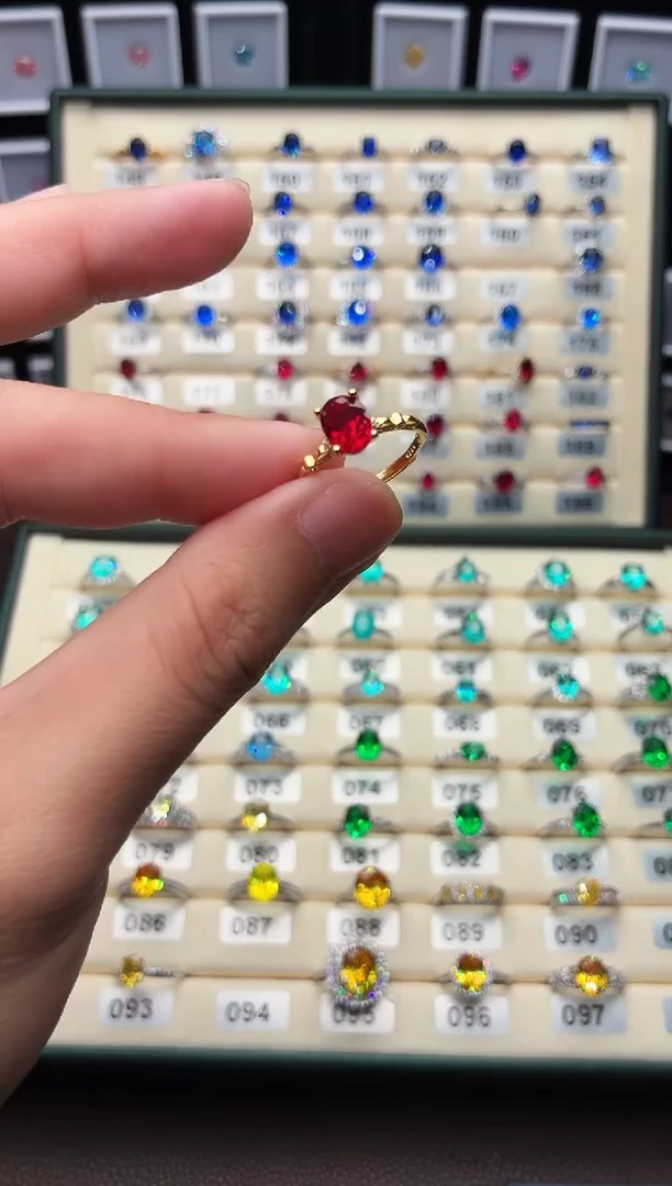 银S925镶嵌戒指红宝石111