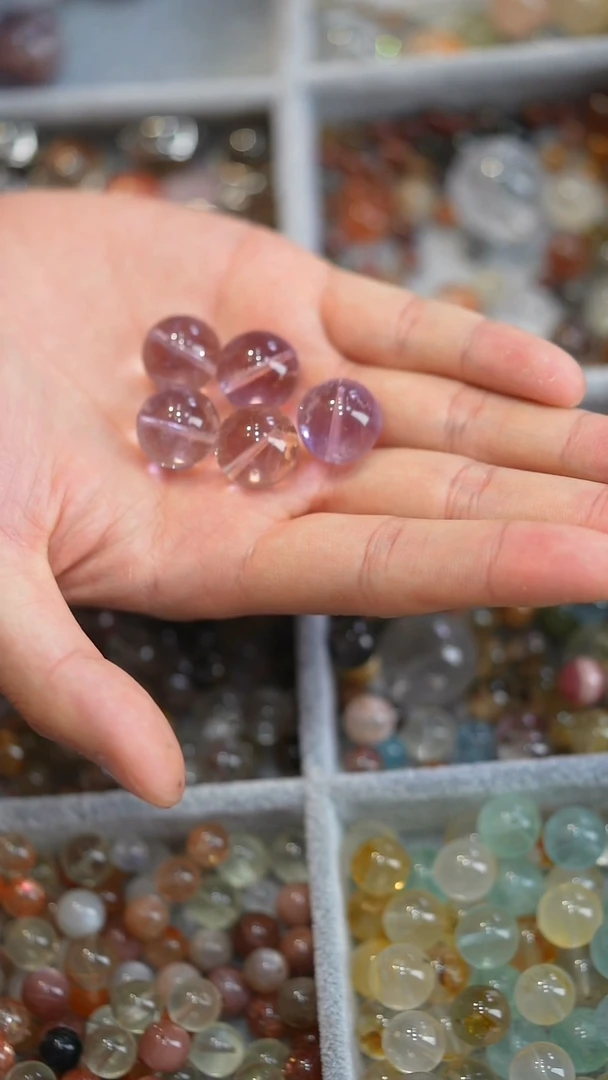 水晶手链未镶嵌紫水紫黄15mm+  单珠