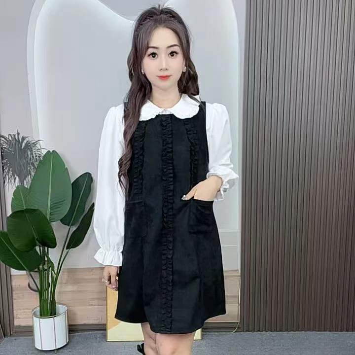 大码女装时尚轻奢藏肉减龄显瘦法式复古两件套