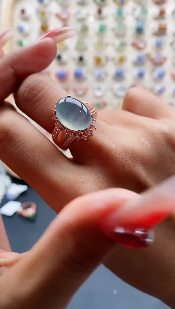 【闪购商品】翡翠戒指未镶嵌缅甸天然A货翡翠444 10+9