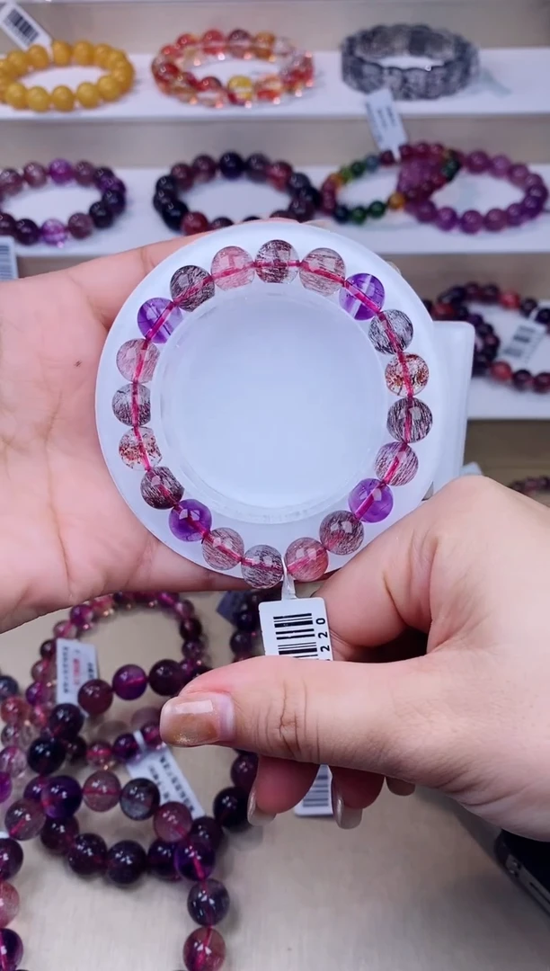 未镶嵌手链水晶黑加仑超七单圈9m+