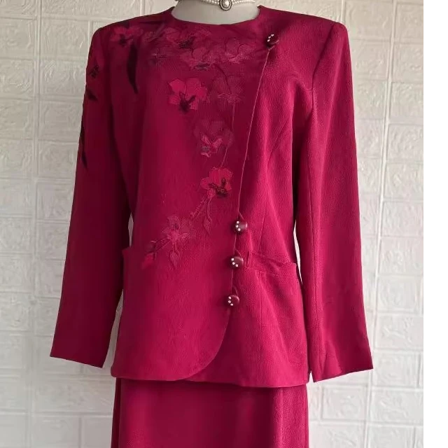 经典vintage女复古着森直筒修身时尚休闲办公小西装外套装