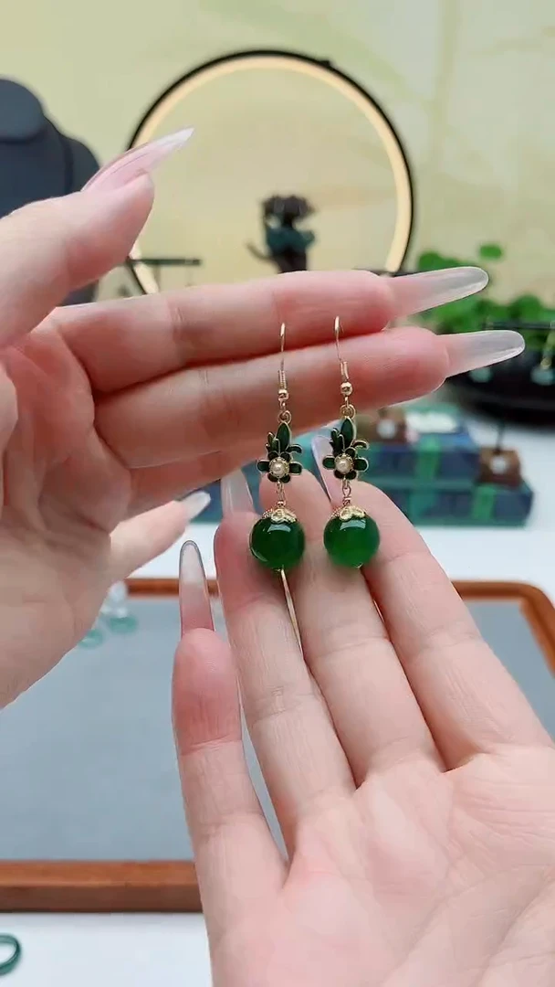 未镶嵌耳饰玛瑙/玉髓00绿色新配件