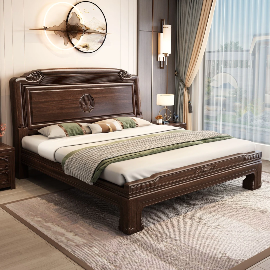全榫卯【吉祥如意】古典实木床雕花床双人床松弛感家用主卧高箱婚床