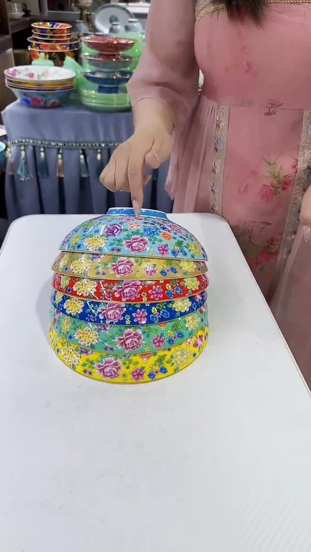 瓷片8.5英寸元宝盘6个景德镇混色