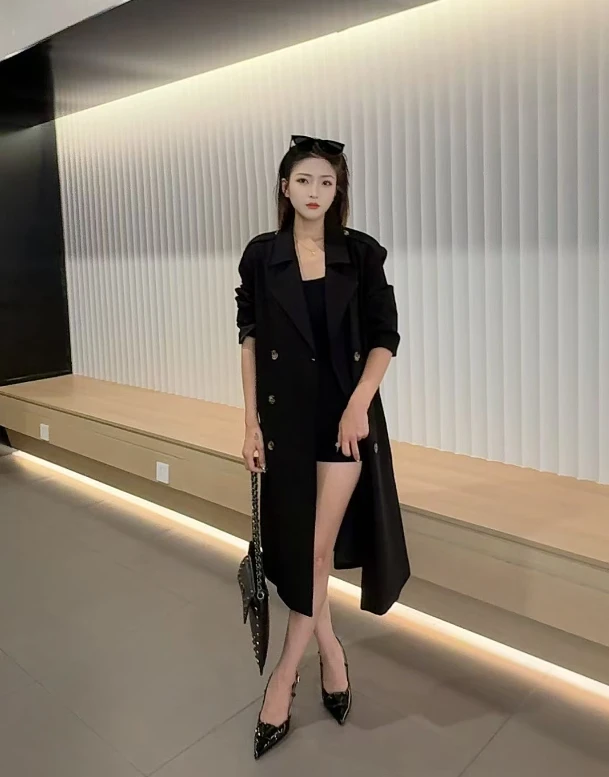 2025秋季风衣外套女装西装领大衣长款长袖气质风衣时尚百搭