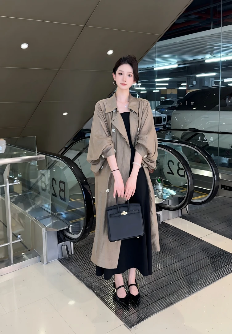 【梦饱饱专属】轻薄防晒风衣女春夏新款松弛感罩衫宽松中长款外套