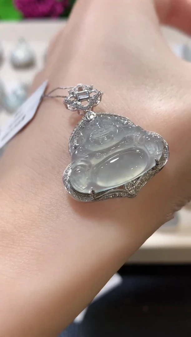 吊坠(不含链)18K金镶嵌翡翠a89