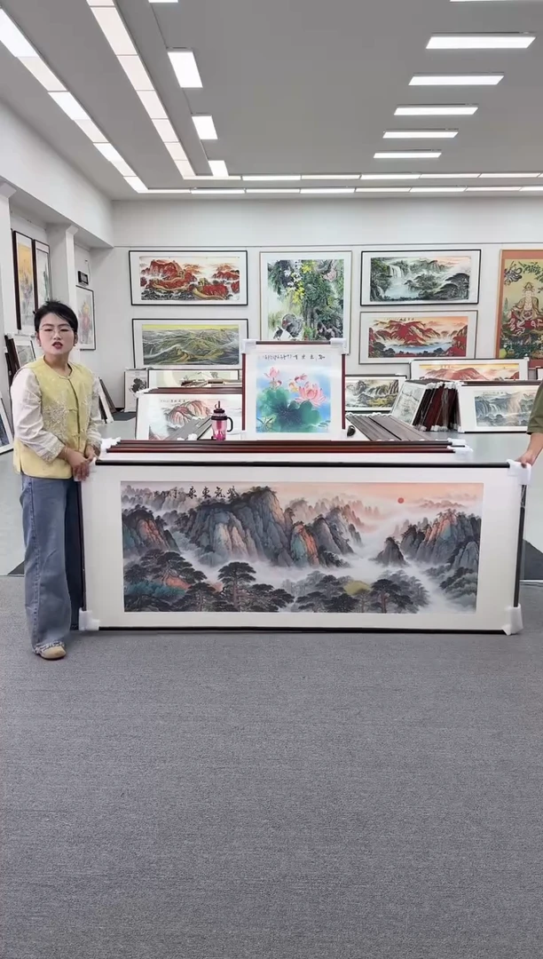 国画阳*手绘  紫气东来   219*88