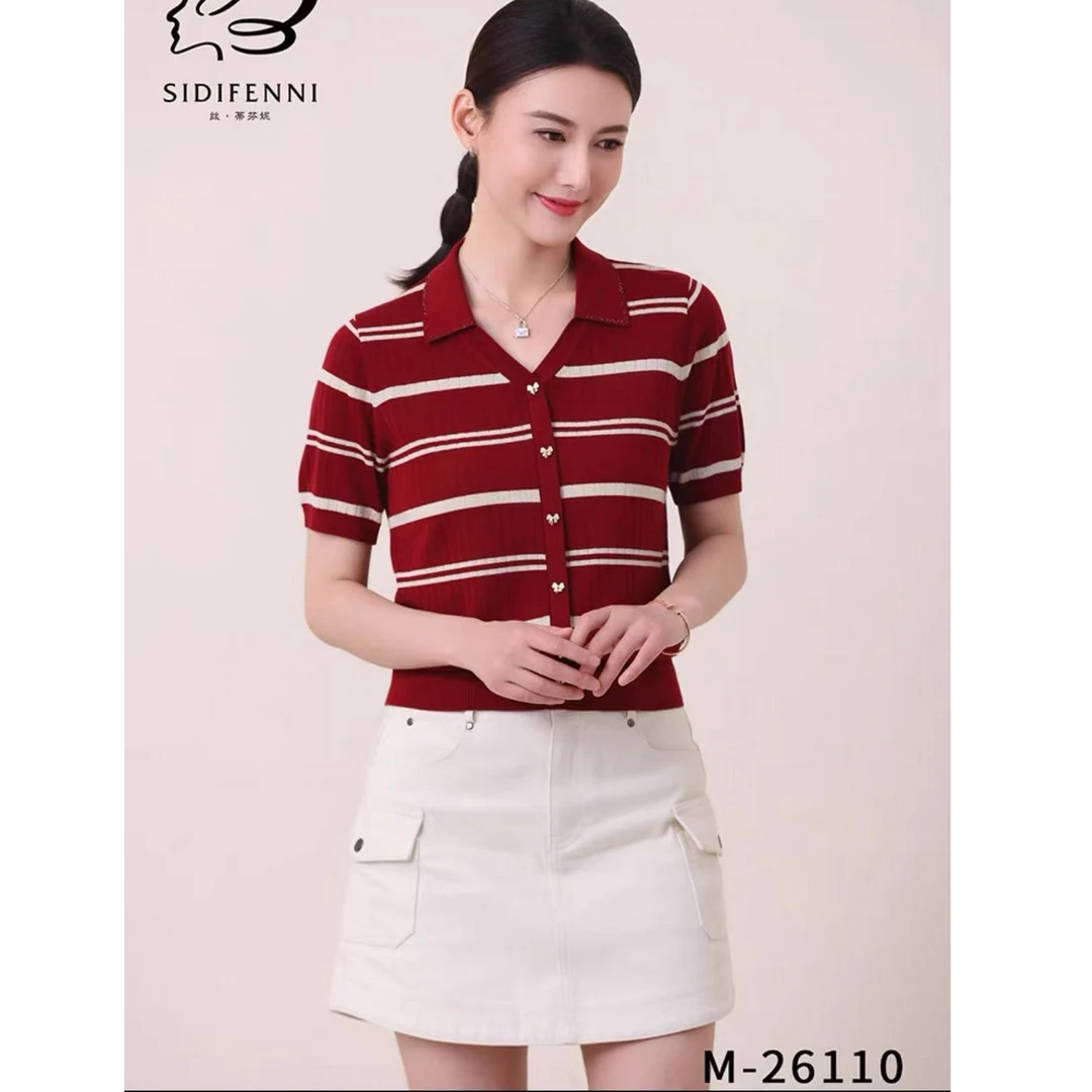 天丝26110T恤领女神短袖百搭夏季时尚