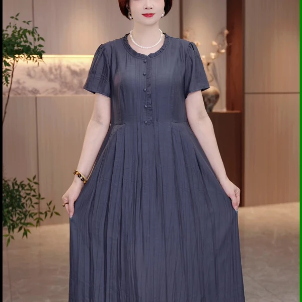 夏季新款大码女装连衣裙遮肉显瘦加肥加大款显瘦高级感时尚简约