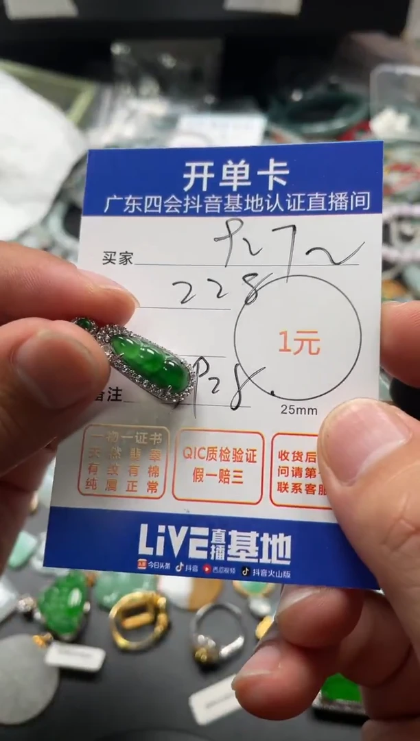 翡翠未镶嵌颈饰9*7挂件