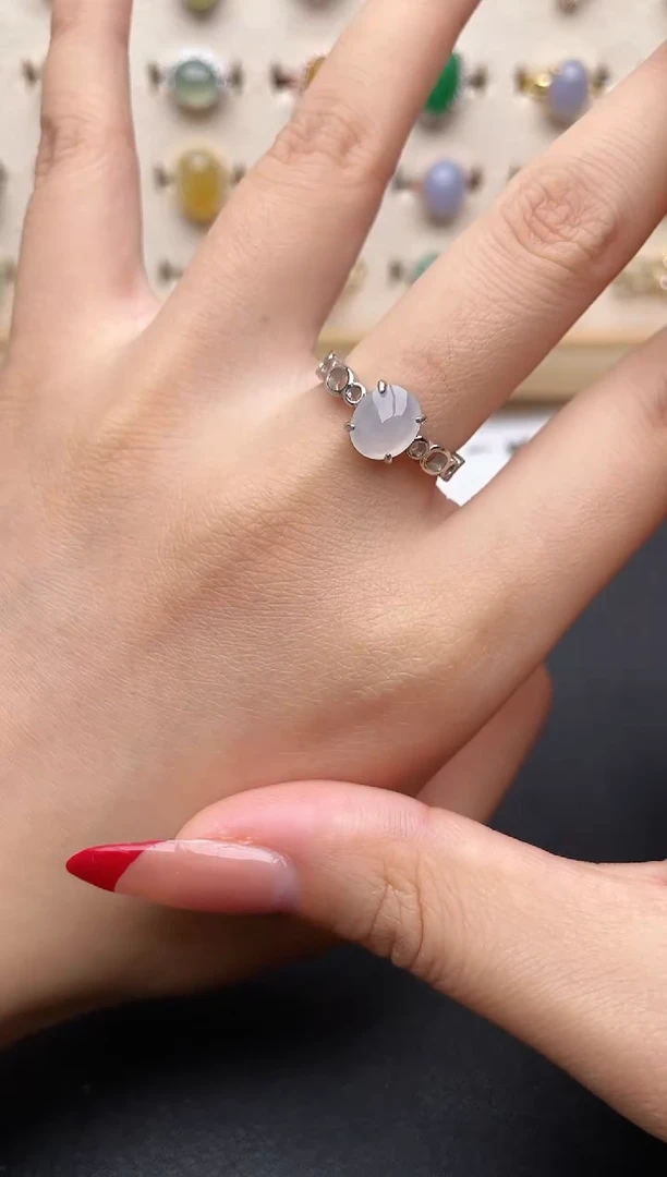 【闪购商品】翡翠戒指银S925镶嵌一物一证一礼盒