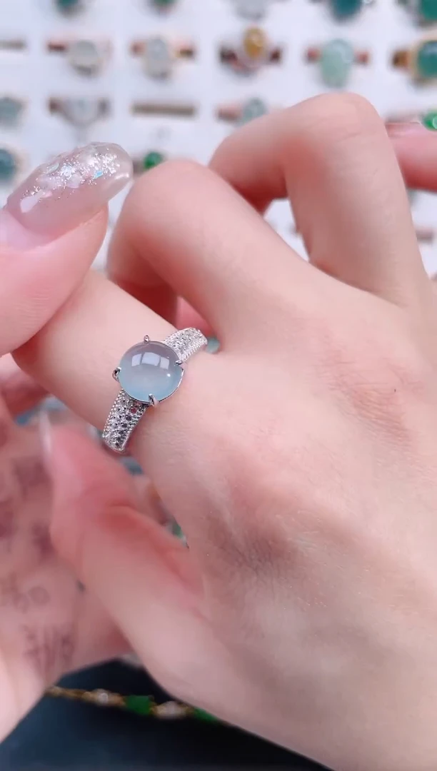 银S925镶嵌戒指翡翠天然翡翠