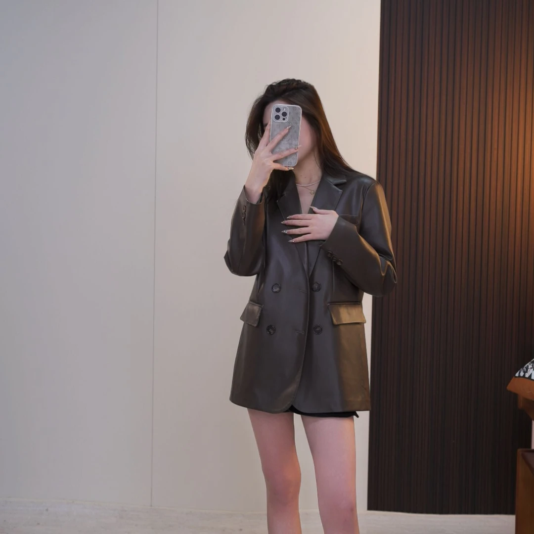 春季新款百搭气质修身时尚女士皮衣-2509