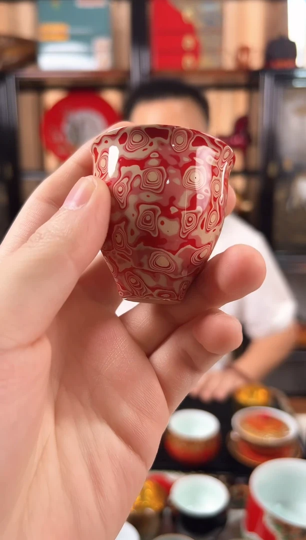 粉色大漆主人杯太古大漆