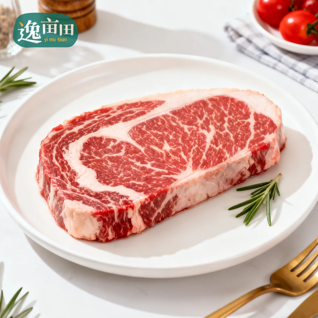 逸亩田 原切牛排安格斯厚切安格斯谷饲100天眼肉牛排8片装1200克