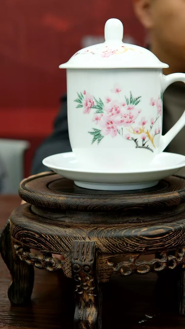 【闪购商品】011函夏非遗水点桃花三才办公杯