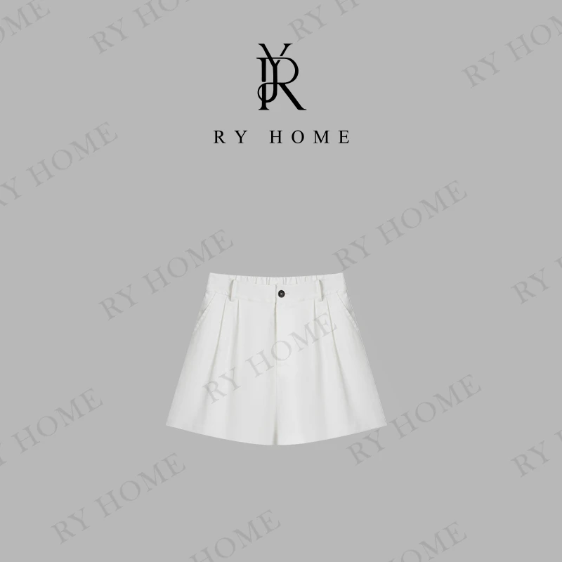 【容雨RYHOME】亚麻莱赛尔混纺显瘦高腰休闲纹理短裤252K2485