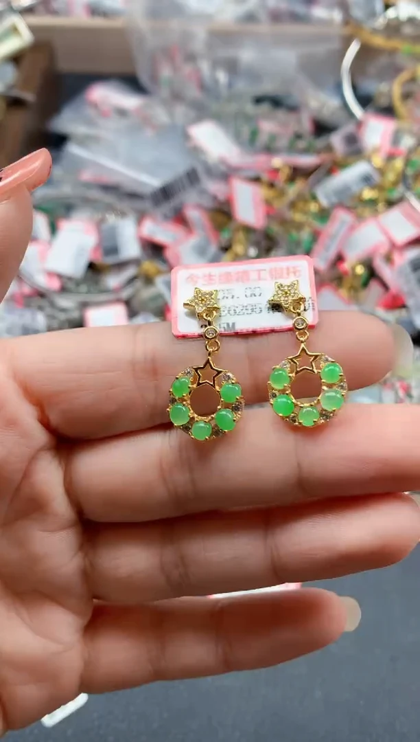 银S925镶嵌戒指翡翠天然A货缅甸翡翠