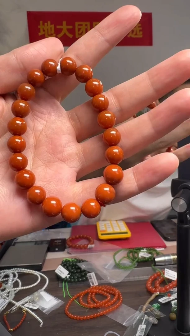 未镶嵌手串南红玛瑙约9-10mm南红玛瑙圆珠单圈手串