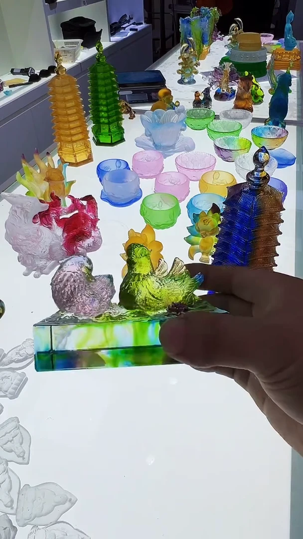 手工艺品琉璃古法琉璃鸳鸯摆件