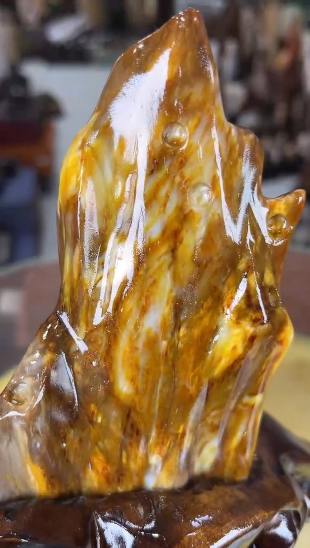 缅甸天然树化玉摆件