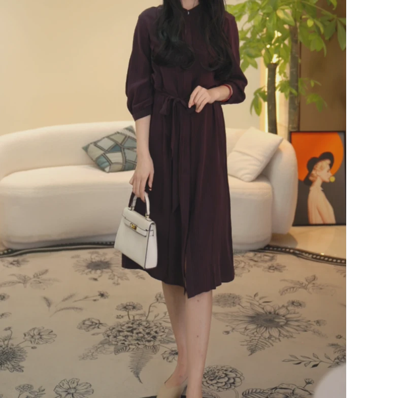 【77专属】百搭气质时尚桑蚕丝连衣裙82497898