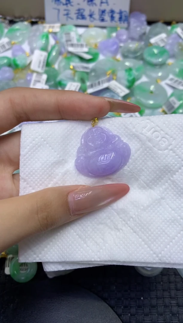 颈饰18K金镶嵌翡翠天然缅甸A货翡翠