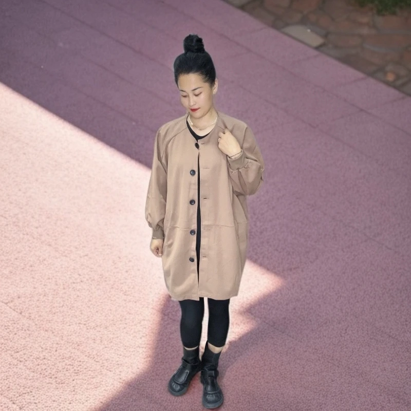 新款休闲外套宽松中长款