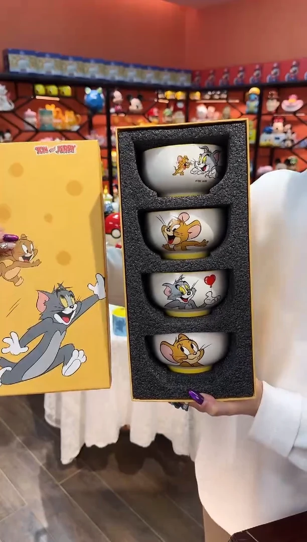 瓷片@@猫和老鼠4.5寸四碗礼盒装