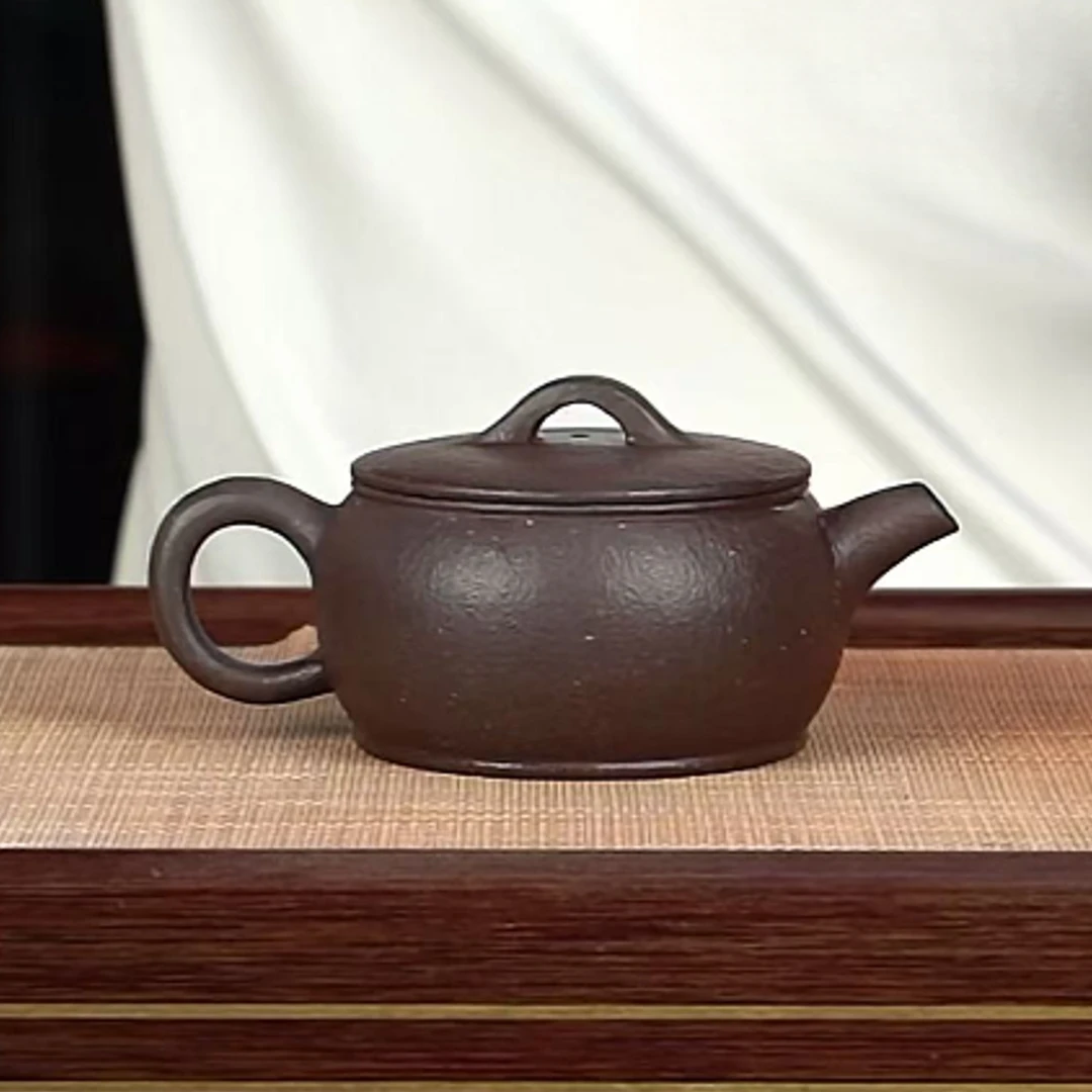 XJ粗砂天青[圆鼓]原矿手工紫砂壶