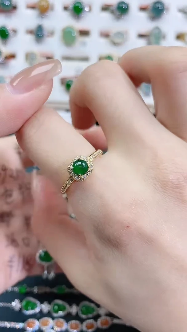 银S925镶嵌戒指翡翠天然翡翠