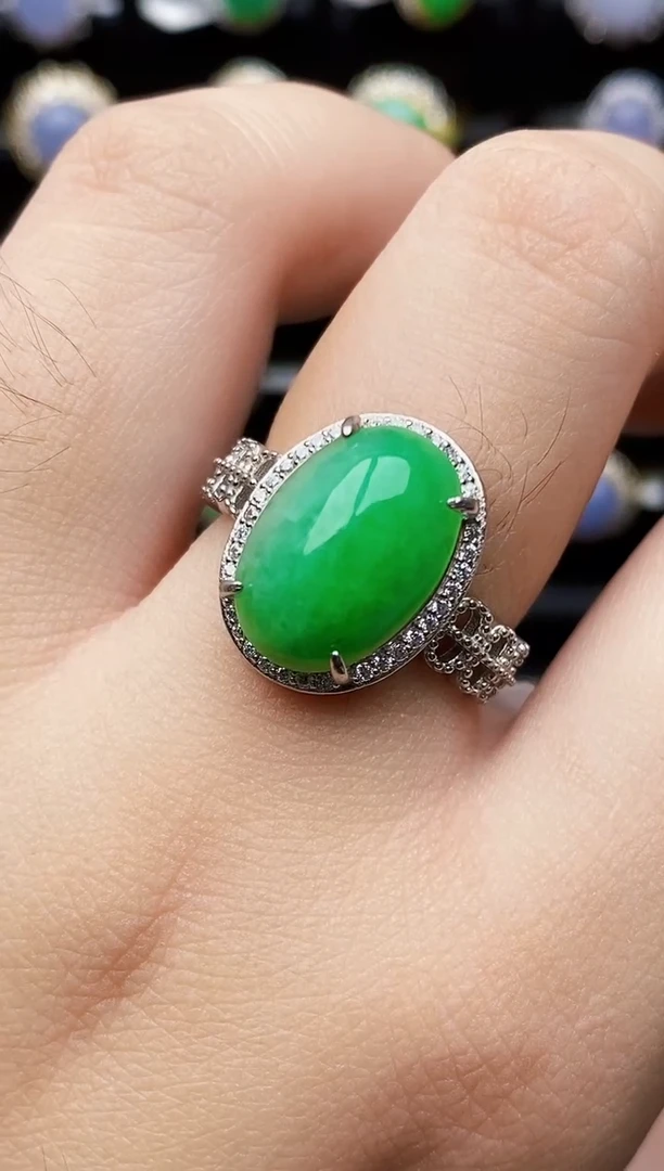 银S925镶嵌戒指翡翠4138