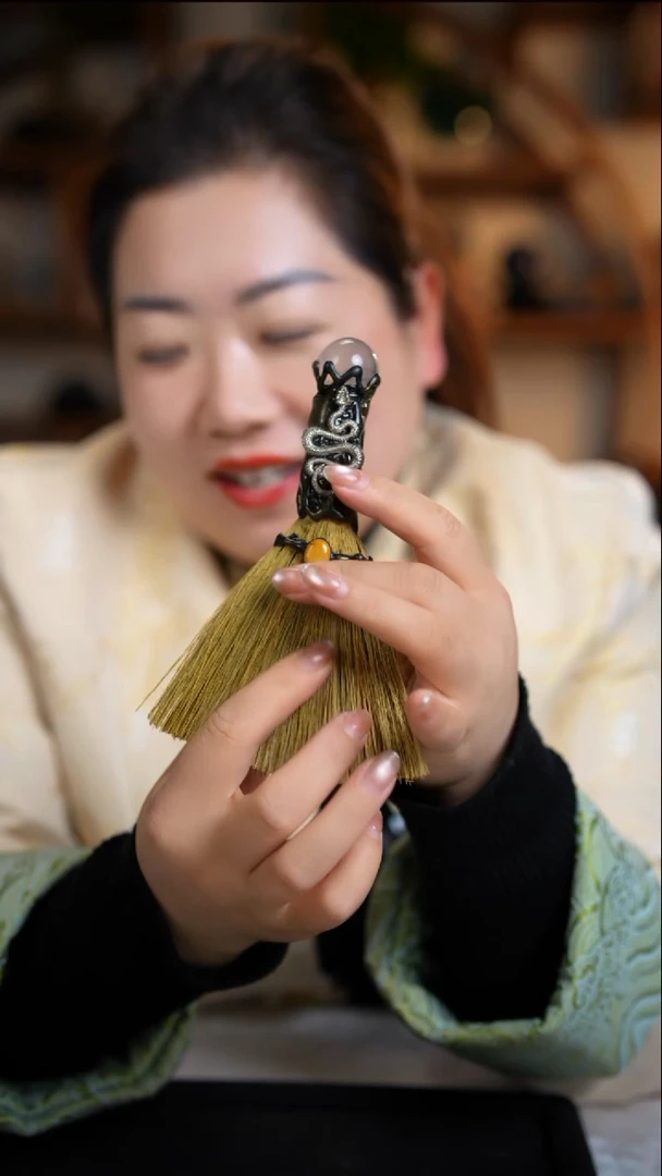 未镶嵌珠宝半成品水晶粉水晶小球扫帚D500