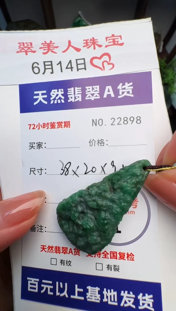 翡翠未镶嵌颈饰原石22898