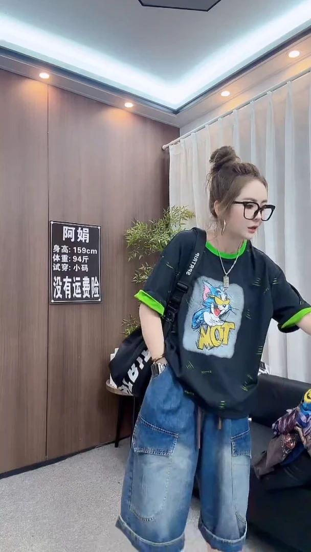 黑色猫和老鼠短袖