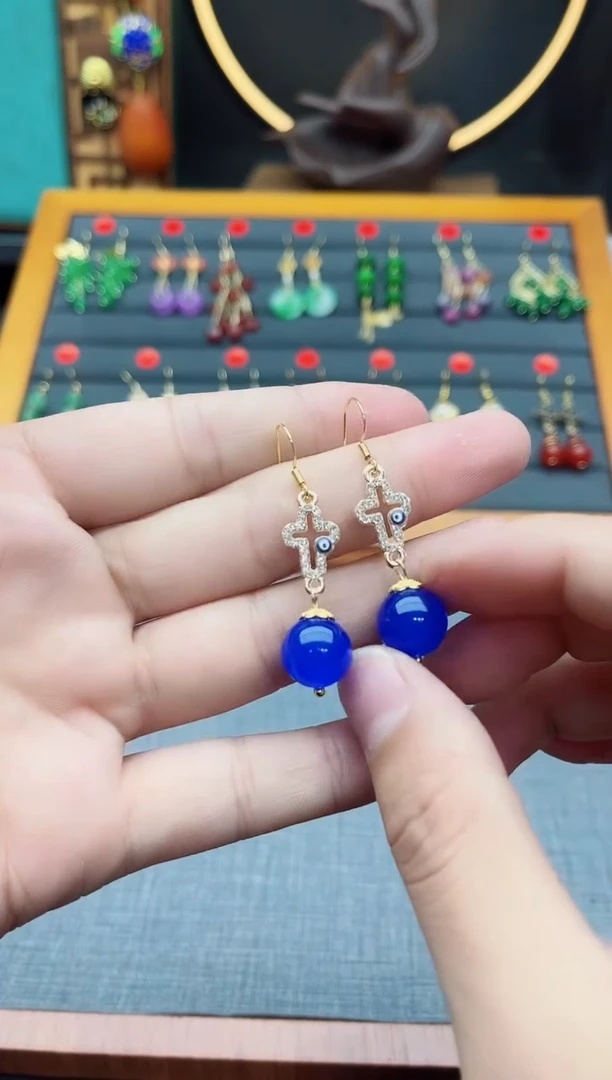 【闪购商品】玛瑙/玉髓耳钉银S925镶嵌604000