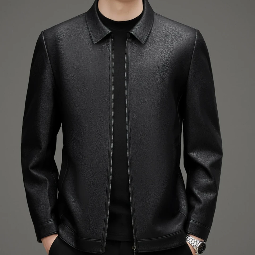 （海宁）男士皮衣春季新款皮夹克商务休闲外套