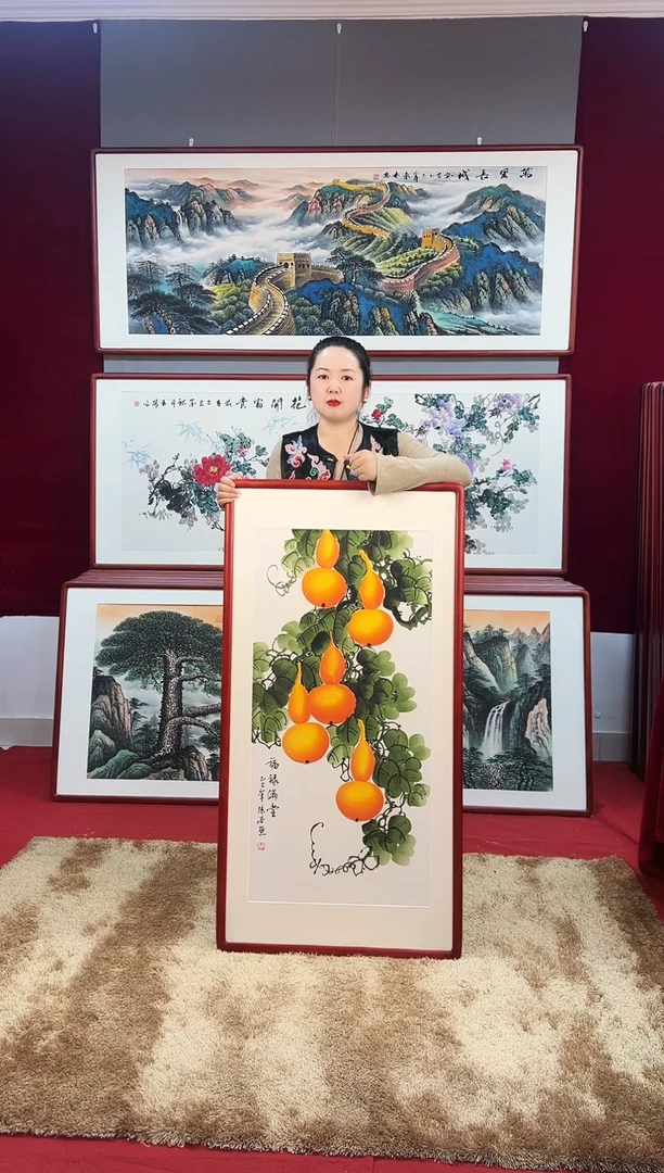 国画手绘葫芦123*63尺寸