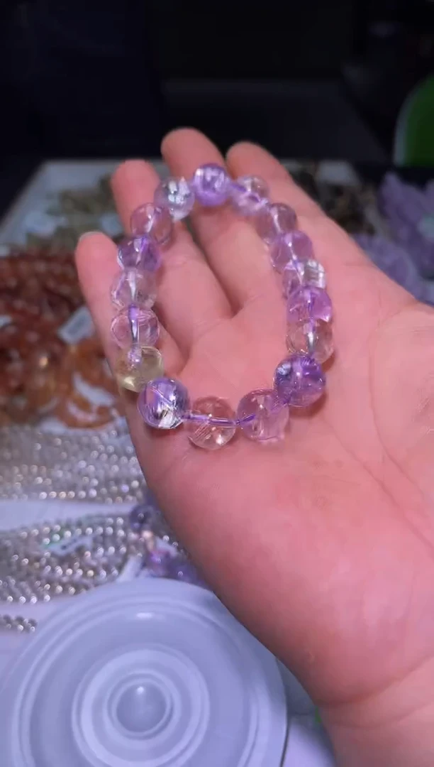 未镶嵌锂辉石手串J074-12mm拉丝彩锂辉单圈-多样性发其一