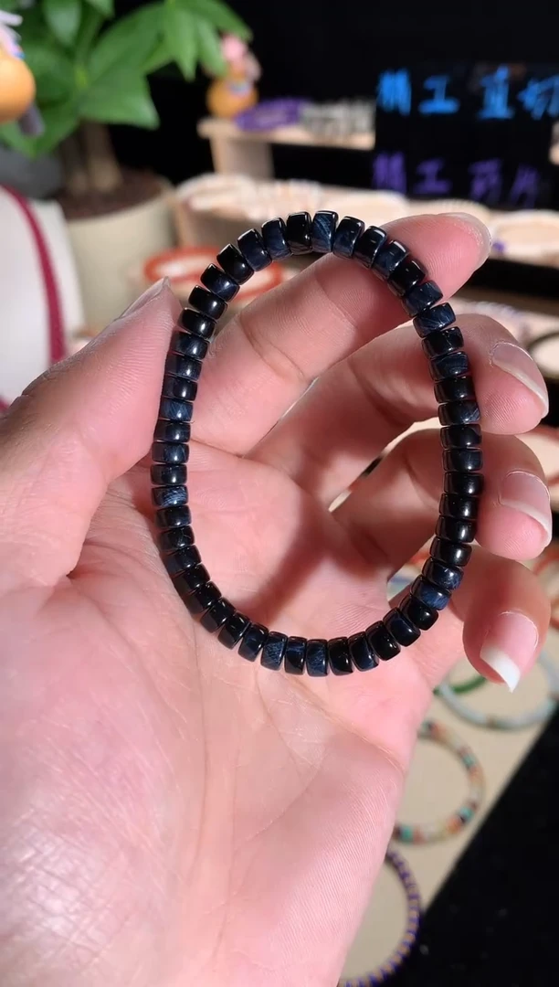 木变石手串未镶嵌天然蓝虎眼精工药片手串6mm