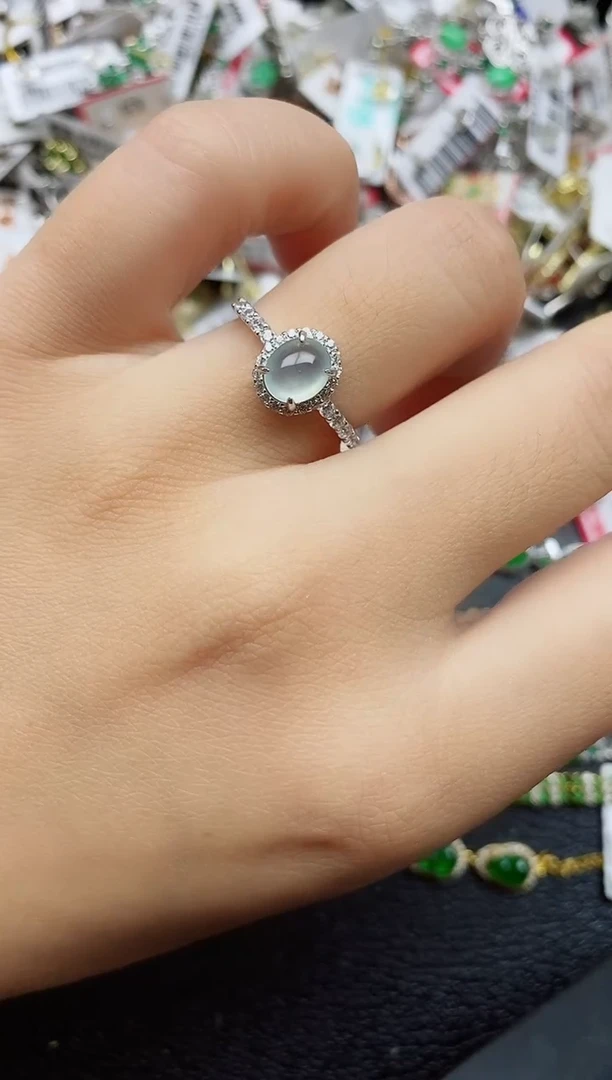 银S925镶嵌戒指翡翠1