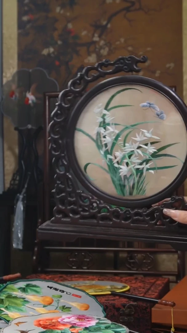 刺绣摆件摆台双面绣花