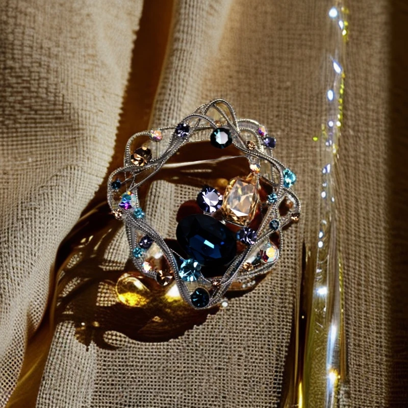 铜合成锆石胸针 1013星海之花胸针轻奢时尚百搭重工紫色精致