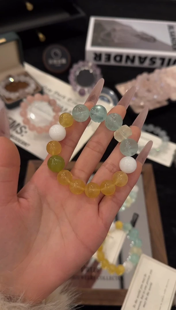 未镶嵌手链水晶黄萤石多宝x3053