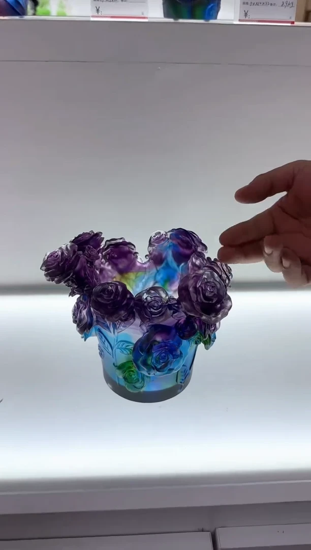 手工艺品琉璃玫瑰花瓶小