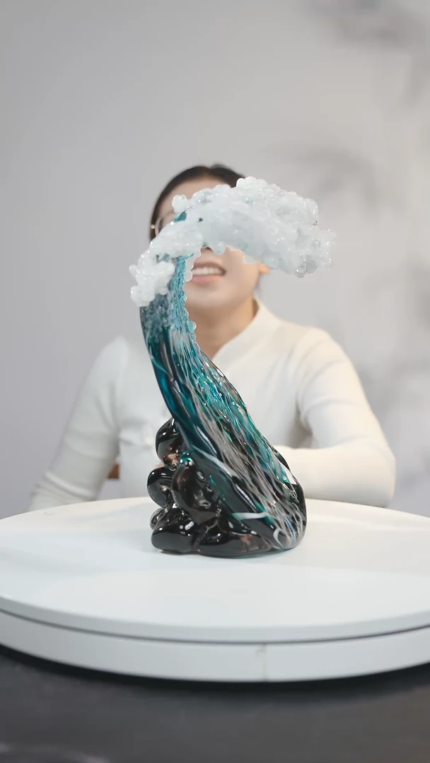 【闪购商品】琉璃手工艺品海浪摆件