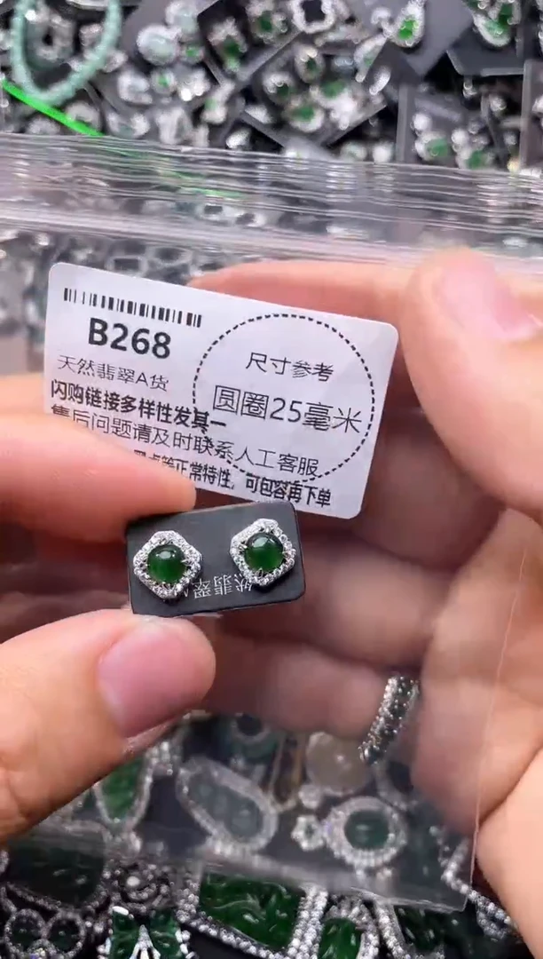 翡翠未镶嵌颈饰B268耳钉